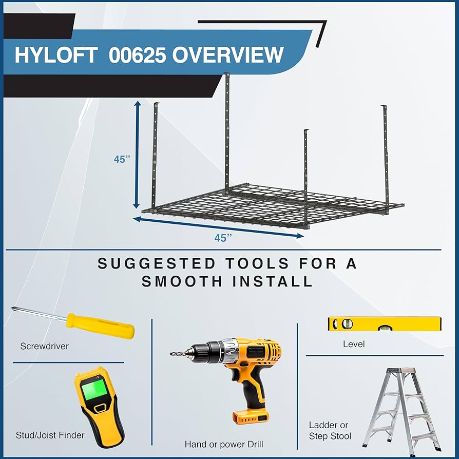 Hyloft 00625 45-Inch x 45-Inch Overhead Steel Garage Storage